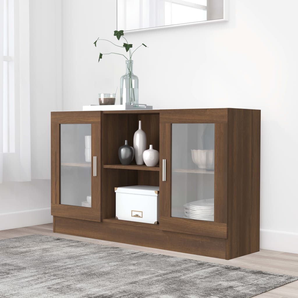 JUNG Vida Vitrinenschrank Braun Eichen-Optik 120x30,5x70 cm Holzwerkstoff
