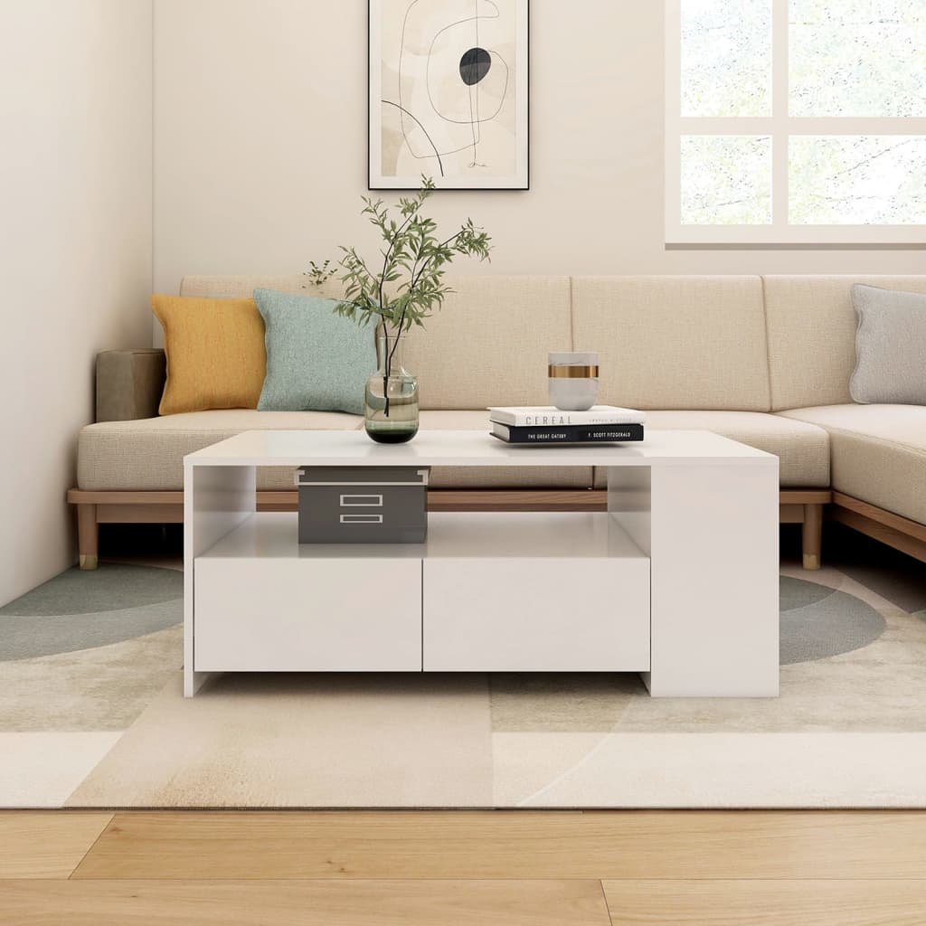 JUNG Vida Couchtisch Weiß 102x55x42 cm Holzwerkstoff