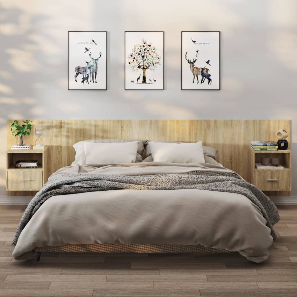 JUNG Vida Wand-Nachttische 2 Stk. Sonoma-Eiche