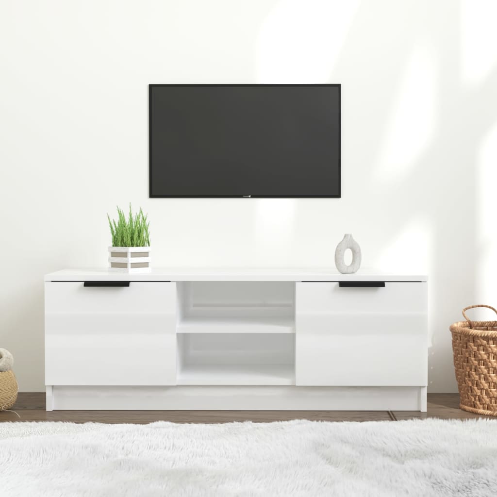 JUNG Vida TV-Schrank Hochglanz-Weiß 102x35x36,5 cm Holzwerkstoff