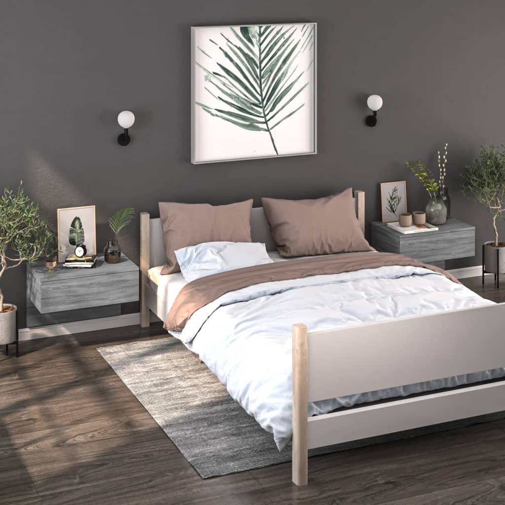 JUNG Vida Wand-Nachttische 2 Stk. Grau Sonoma