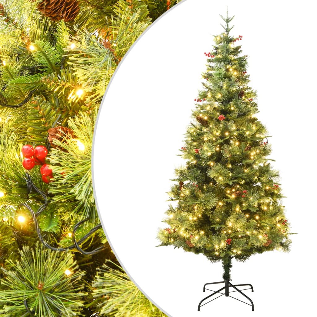 JUNG Vida Weihnachtsbaum mit Beleuchtung und Kiefernzapfen Grün 120 cm