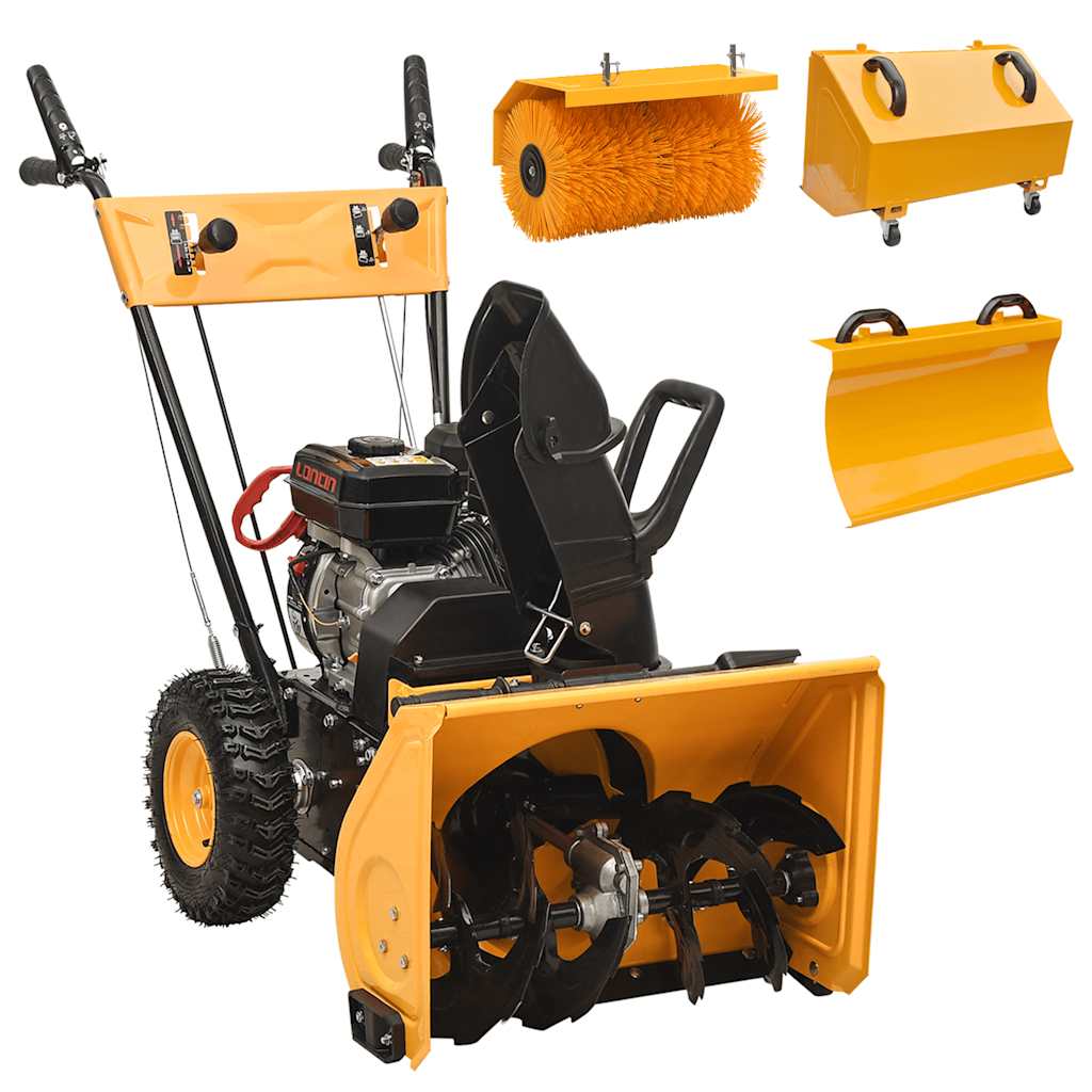 JUNG Vida 4-in-1 Schneefräse und Kehrmaschine Set Benzinbetrieben 6,5 PS