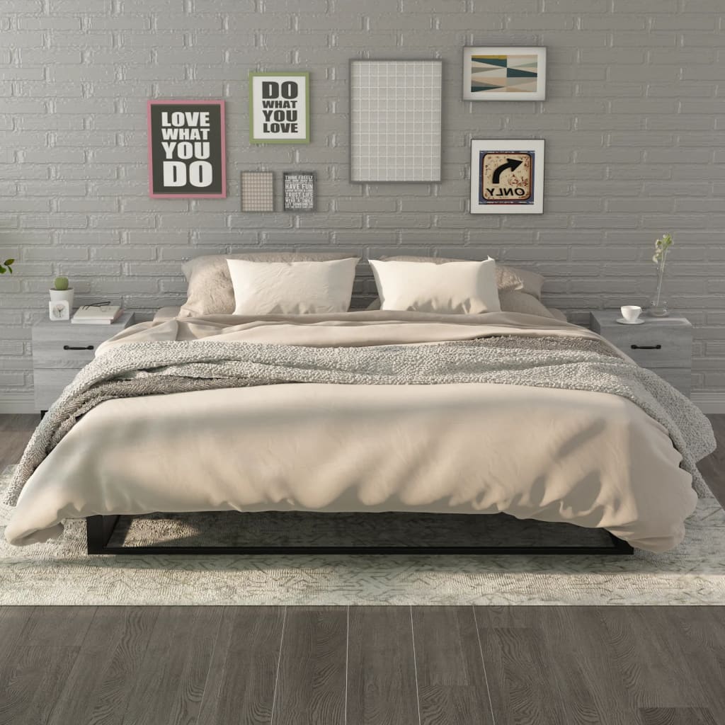 JUNG Vida Nachttische 2 Stk. Grau Sonoma 40x35x47,5 cm