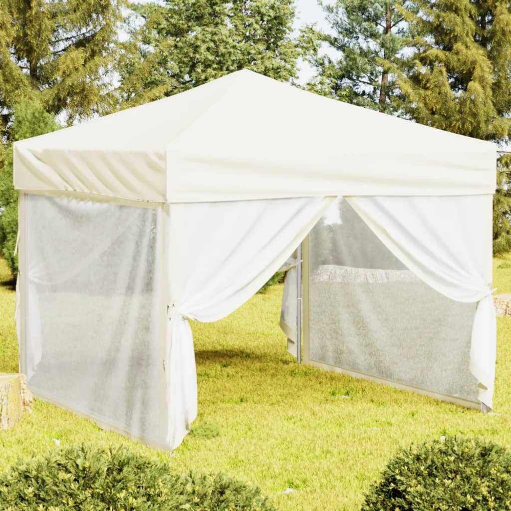 JUNG Vida Partyzelt Faltbar mit Seitenwänden Creme 3x3 m