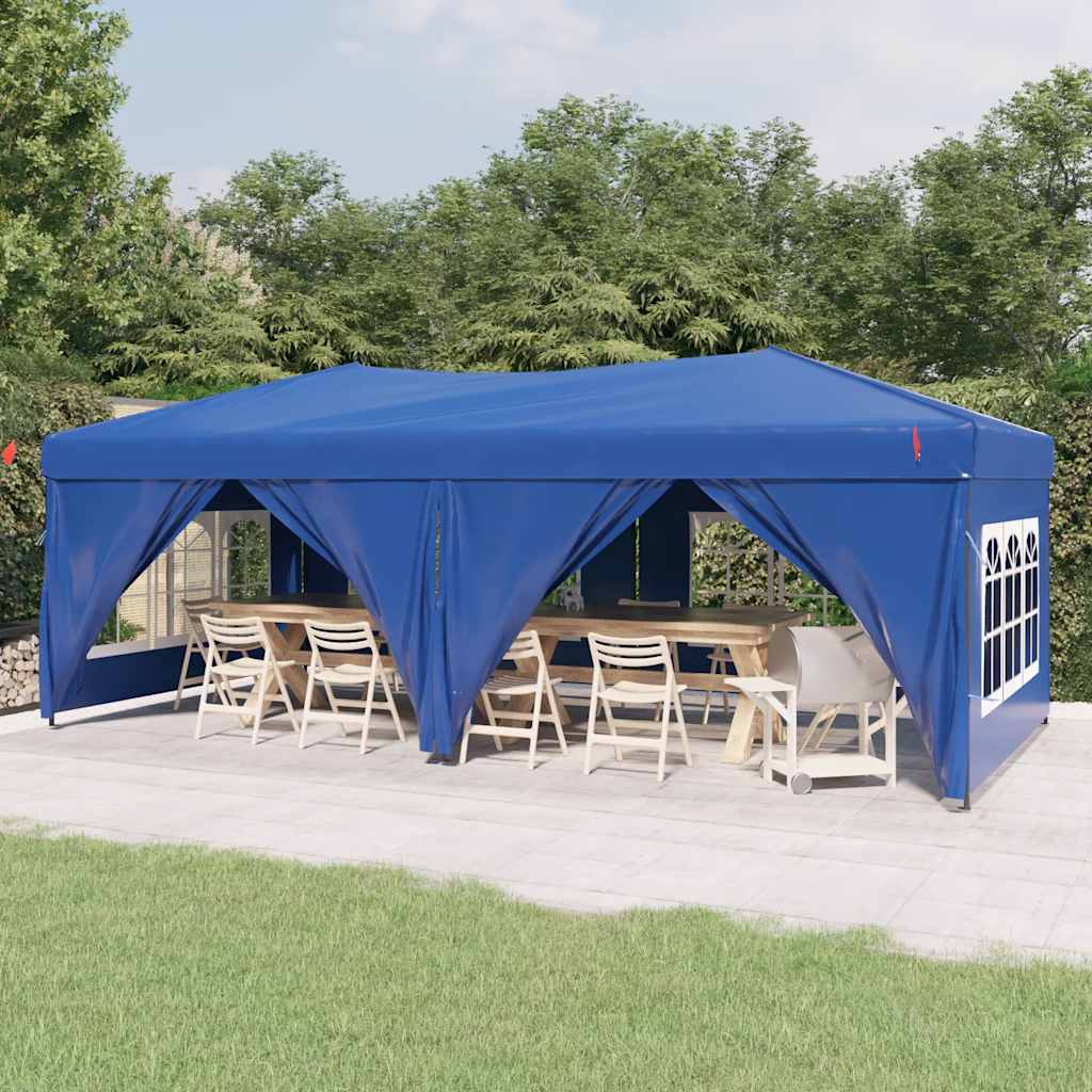 JUNG Vida Partyzelt Faltbar mit Seitenwänden Blau 3x6 m