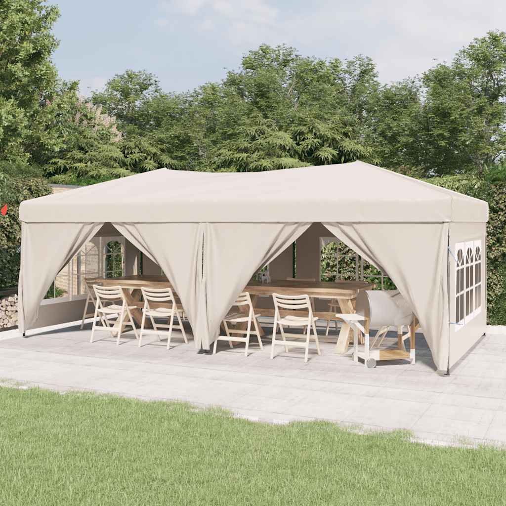 JUNG Vida Partyzelt Faltbar mit Seitenwänden Creme 3x6 m