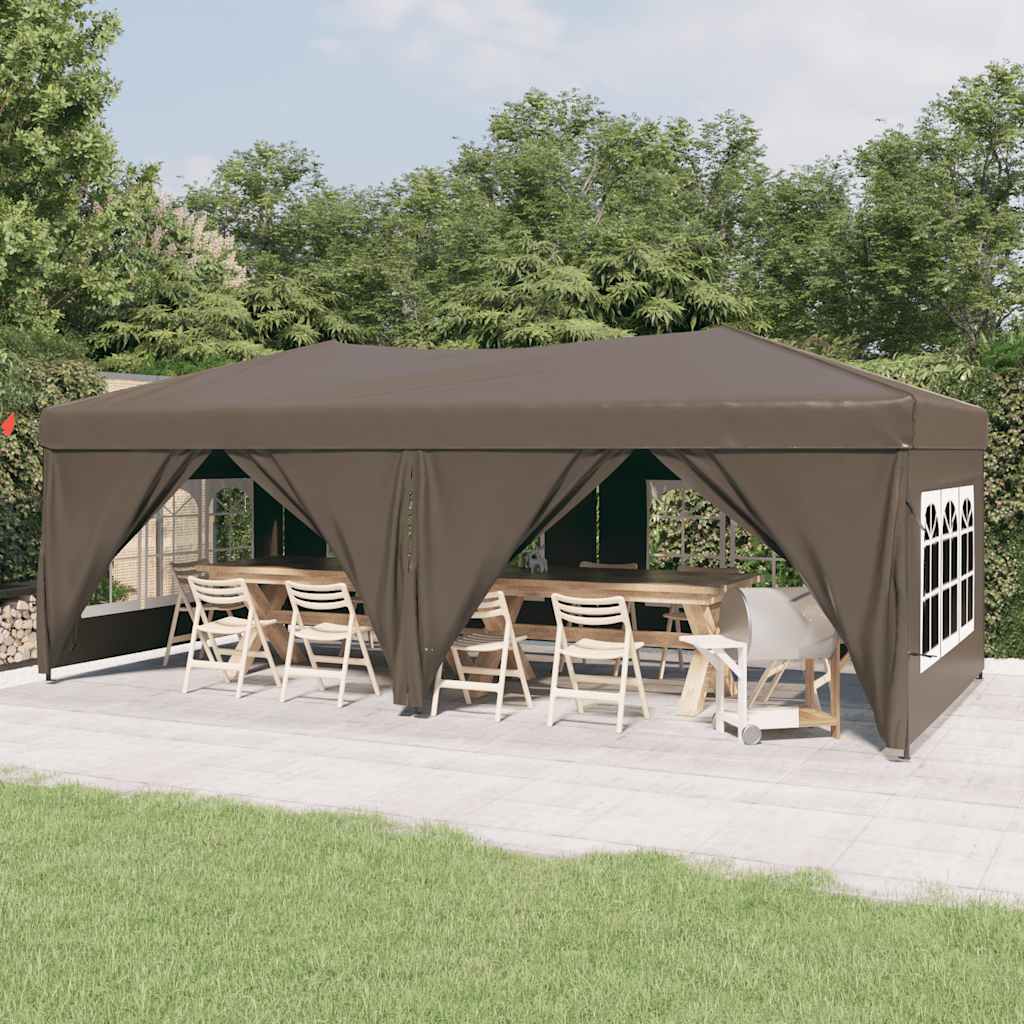 JUNG Vida Partyzelt Faltbar mit Seitenwänden Taupe 3x6 m