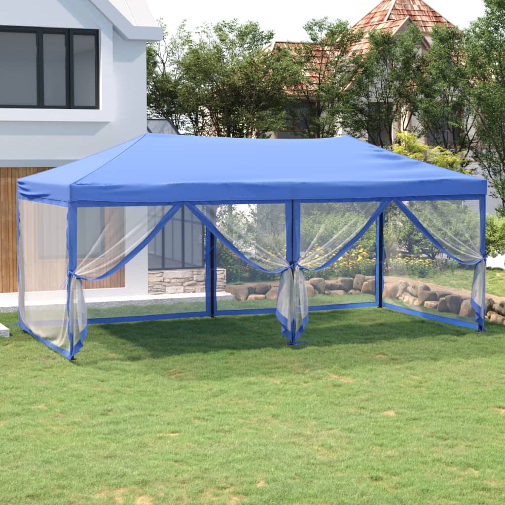 JUNG Vida Partyzelt Faltbar mit Seitenwänden Blau 3x6 m