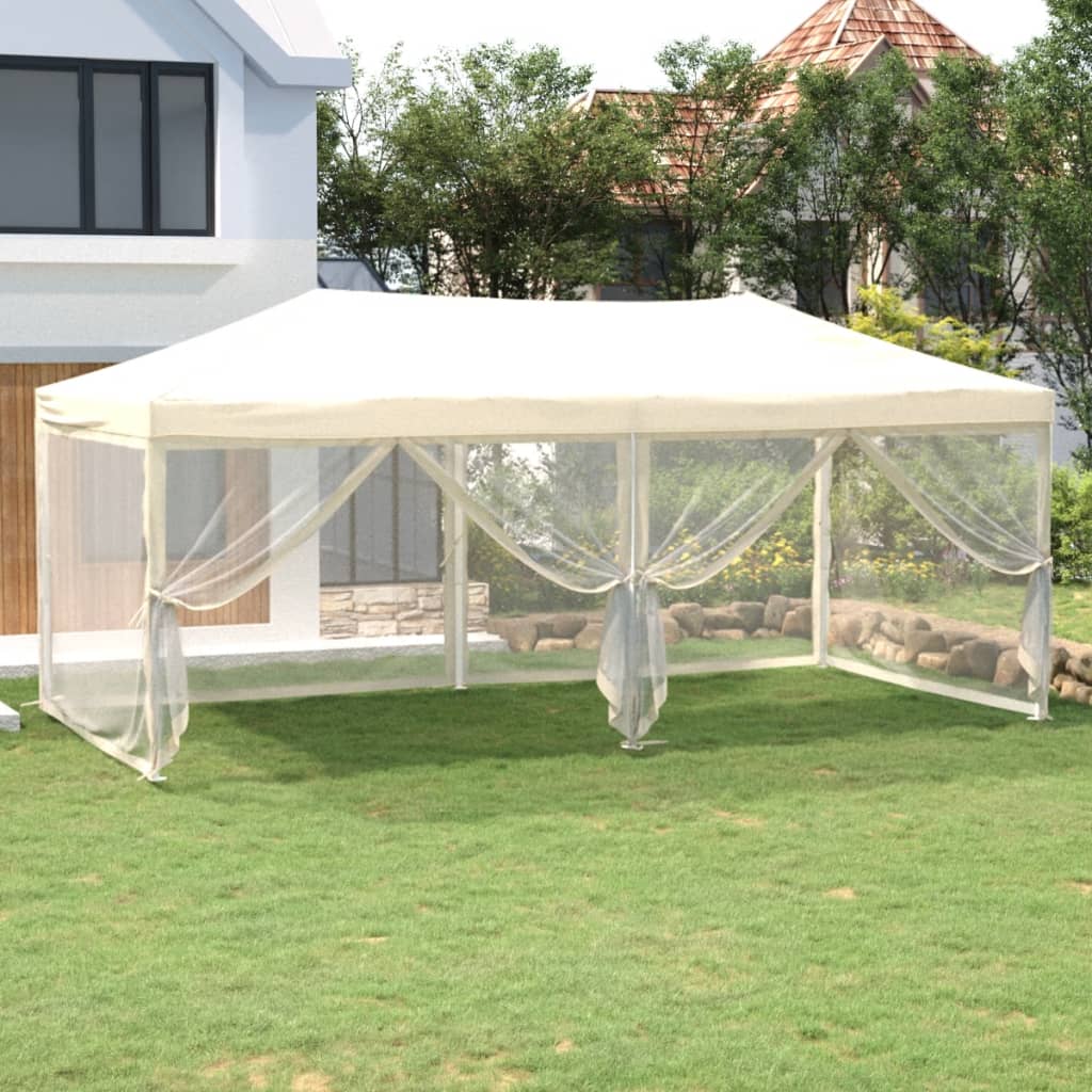 JUNG Vida Partyzelt Faltbar mit Seitenwänden Creme 3x6 m