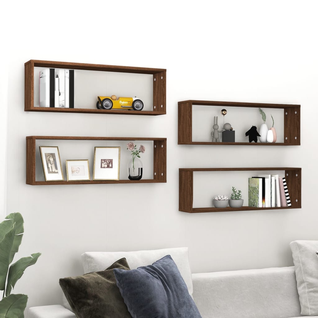 JUNG Vida Wandregale 4 Stk. Braun Eichen-Optik 80x15x26,5cm Holzwerkstoff