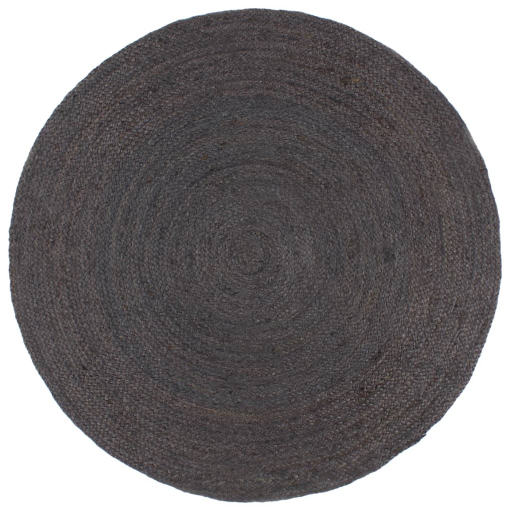 JUNG Vida Teppich Handgefertigt Jute Rund 240 cm Dunkelgrau