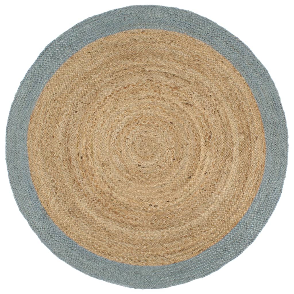 JUNG Vida Teppich Handgefertigt Jute mit Olivgrünem Rand 210 cm