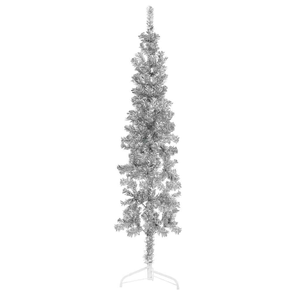 JUNG Vida Künstlicher Halb-Weihnachtsbaum Ständer Schlank Silbern 180 cm