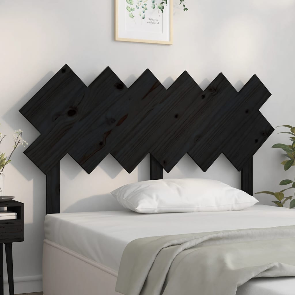 JUNG Vida Bett-Kopfteil Schwarz 132x3x81 cm Massivholz Kiefer