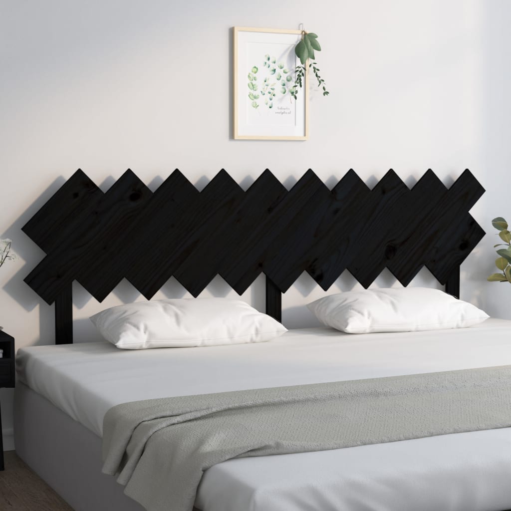 JUNG Vida Bett-Kopfteil Schwarz 196x3x80,5 cm Massivholz Kiefer