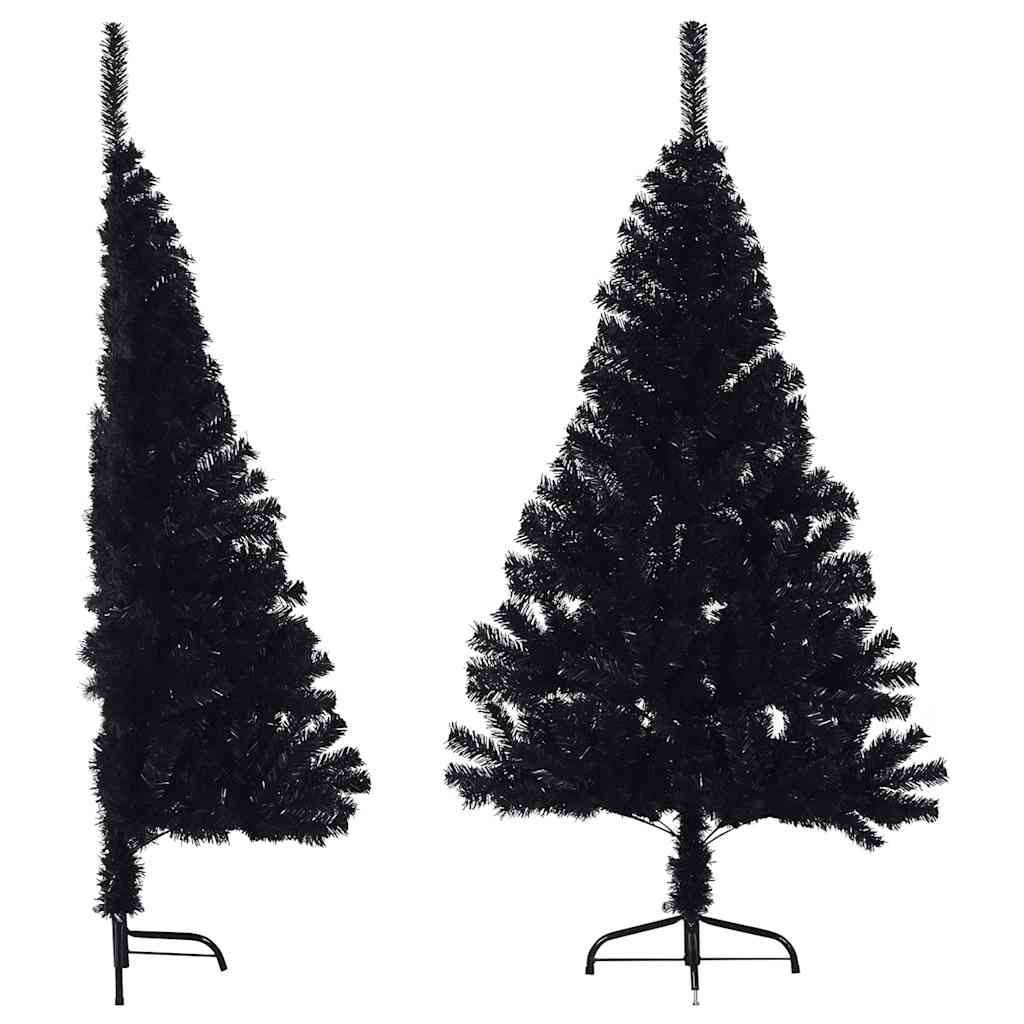 JUNG Vida Künstlicher Halb-Weihnachtsbaum mit Ständer Schwarz 150 cm PVC