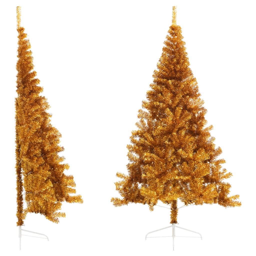 JUNG Vida Künstlicher Halb-Weihnachtsbaum mit Ständer Gold 240 cm PET
