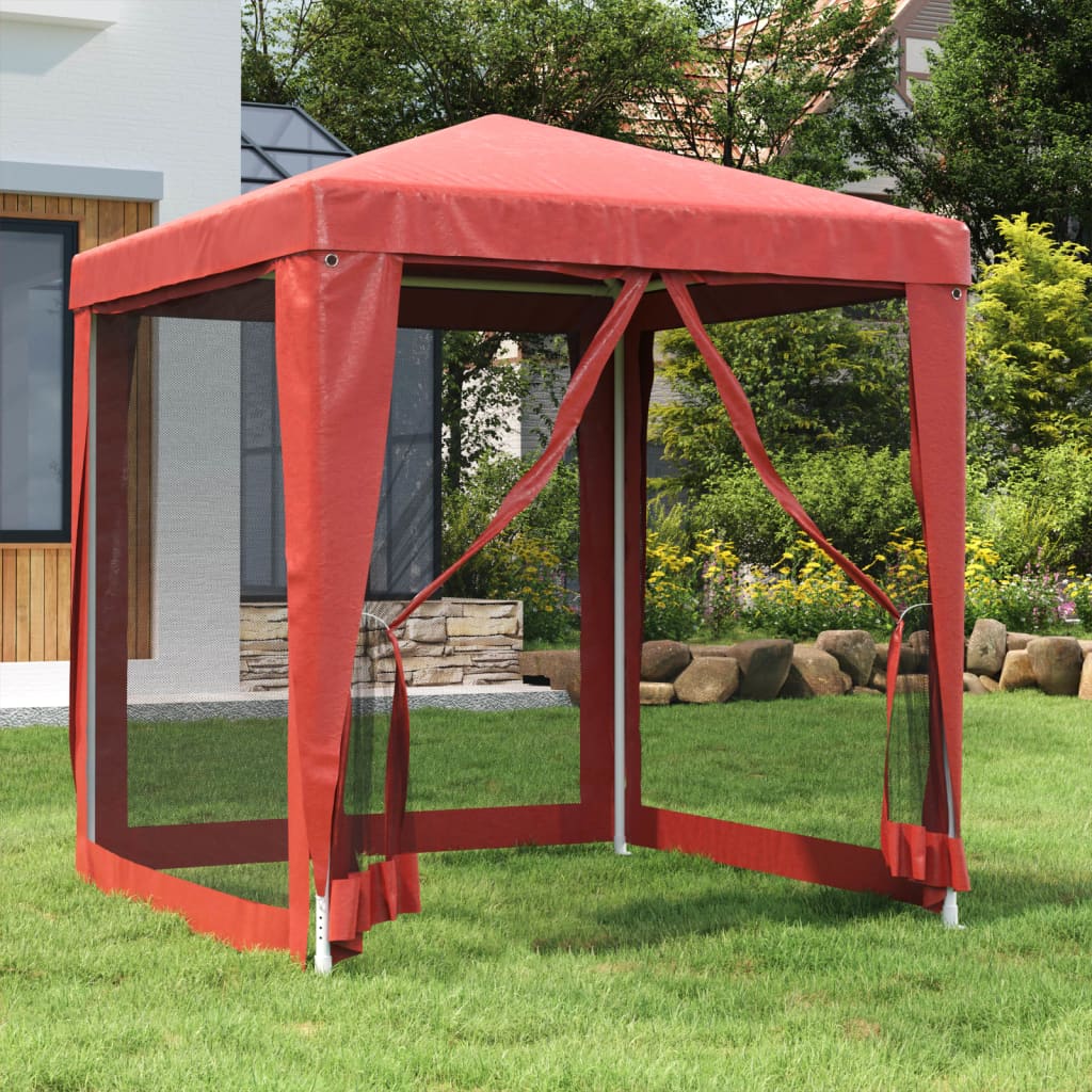 JUNG Vida Partyzelt mit 4 Mesh-Seitenwänden Rot 2x2 m HDPE