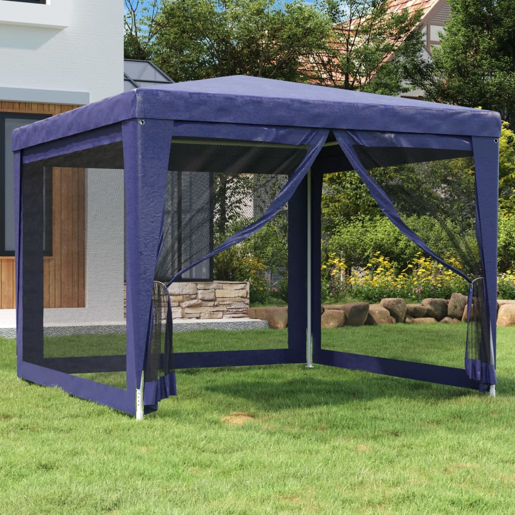 JUNG Vida Partyzelt mit 4 Mesh-Seitenwänden Blau 3x3 m HDPE