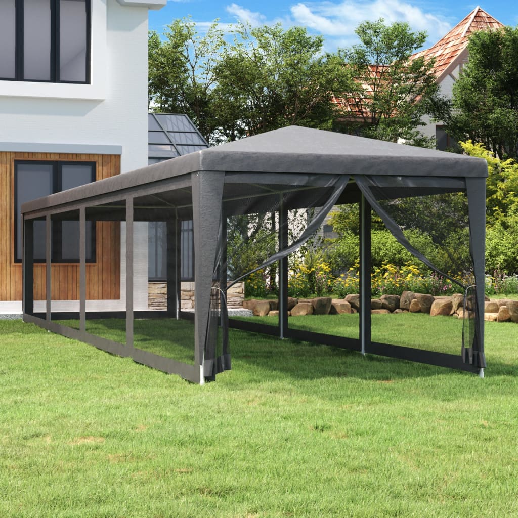 JUNG Vida Partyzelt mit 10 Mesh-Seitenwänden Anthrazit 3x12 m HDPE