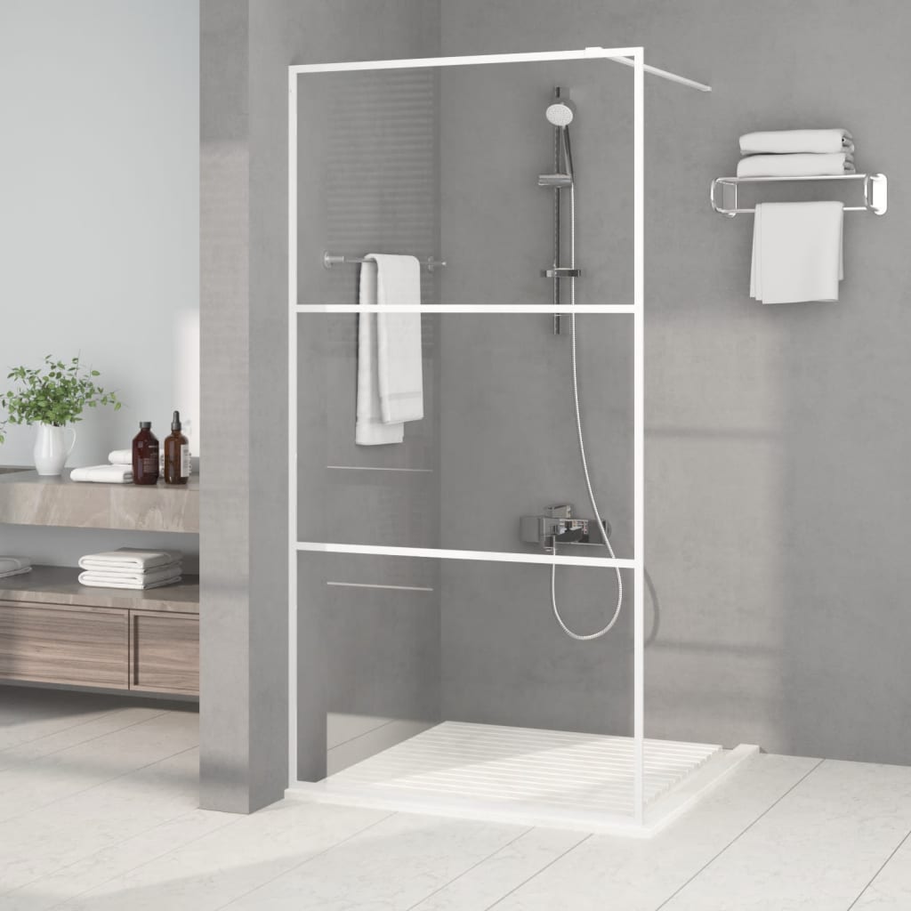 JUNG Vida Duschwand für Begehbare Dusche Weiß 100x195 cm ESG-Klarglas