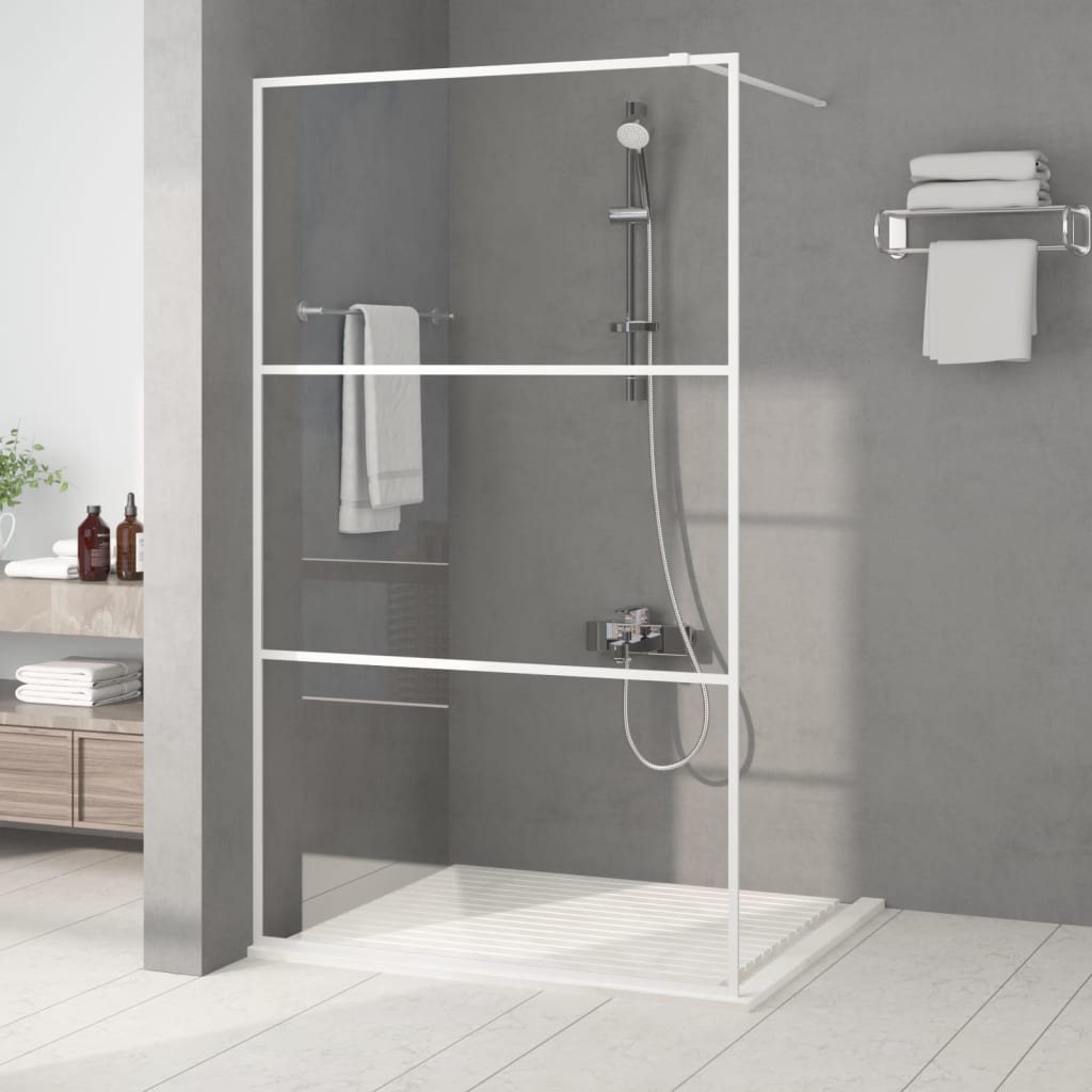 JUNG Vida Duschwand für Begehbare Dusche Weiß 115x195 cm ESG-Klarglas