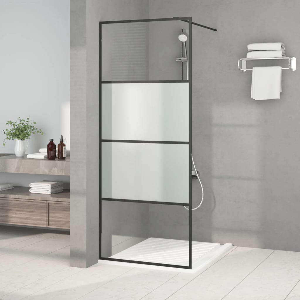 JUNG Vida Duschwand für Walk-In Dusche Schwarz 80x195 cm ESG Halbmattiert