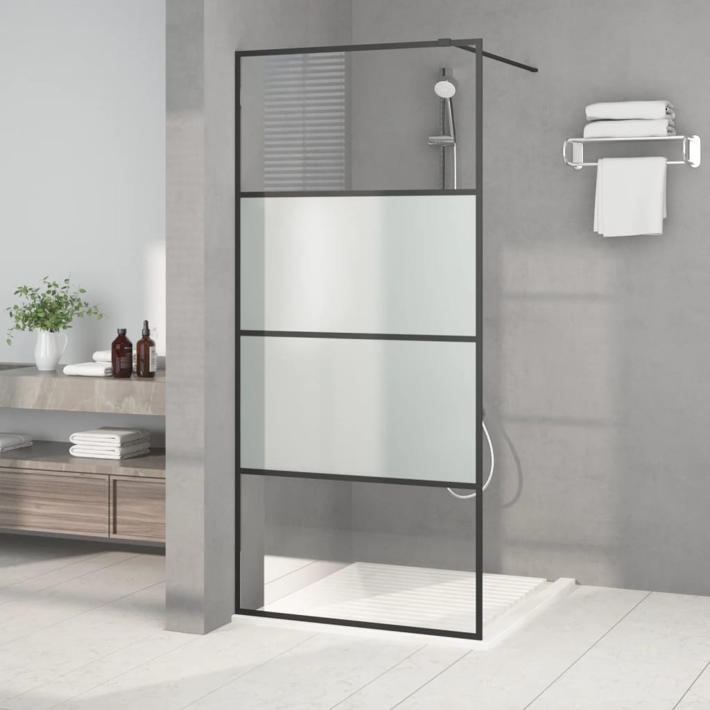 JUNG Vida Duschwand für Begehbare Dusche Schwarz 90x195cm Halbmatt ESG