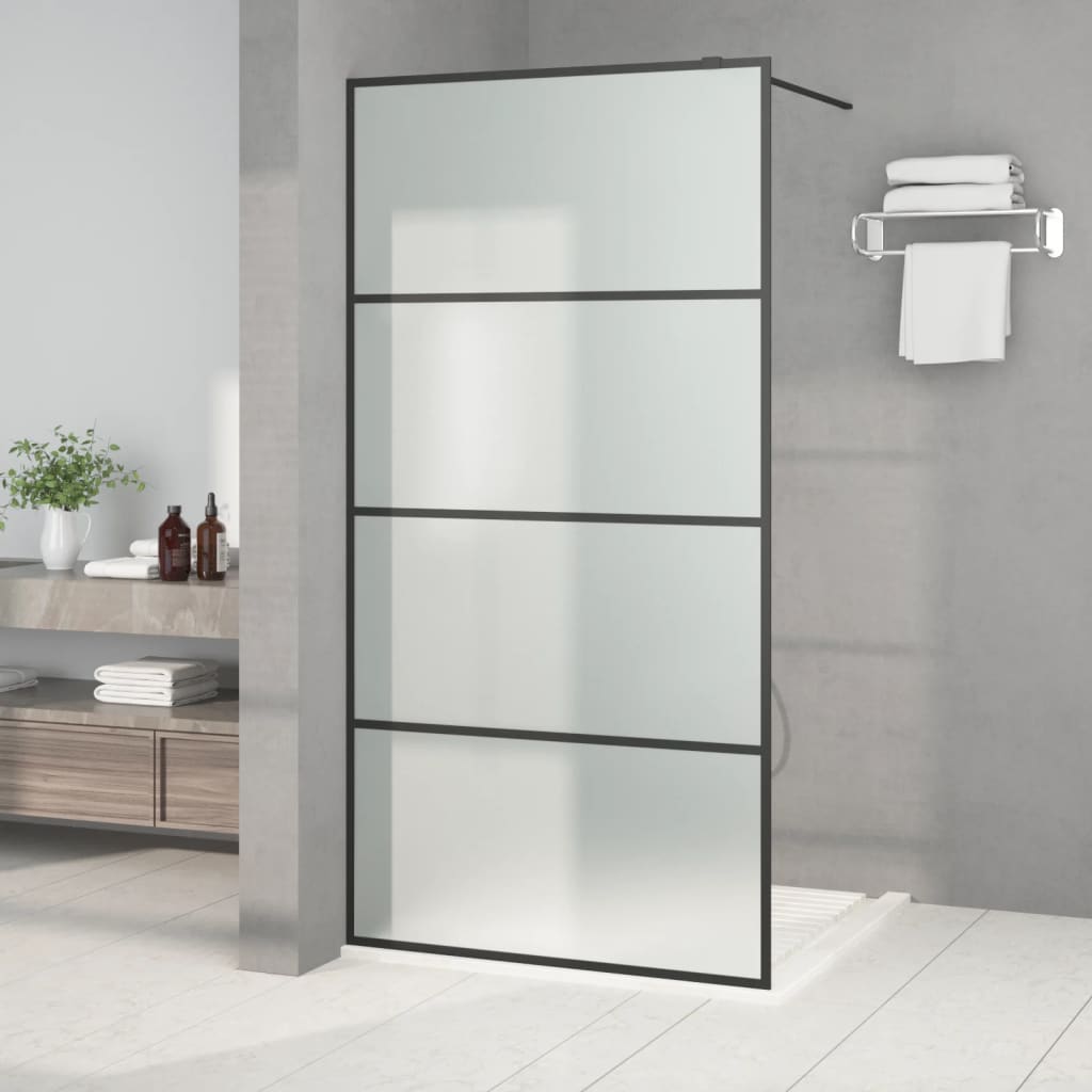 JUNG Vida Duschwand für Walk-In Dusche Schwarz 100x195 cm ESG Mattiert