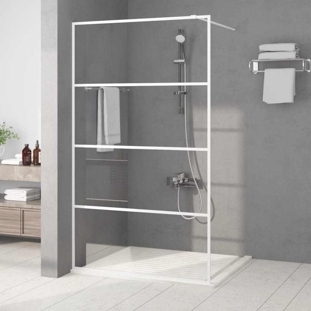 JUNG Vida Duschwand für Begehbare Dusche Weiß 115x195 cm ESG-Klarglas