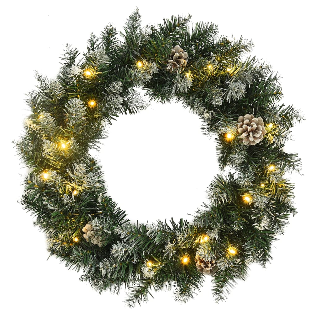JUNG Vida Weihnachtskranz mit LED-Leuchten Grün 60 cm PVC