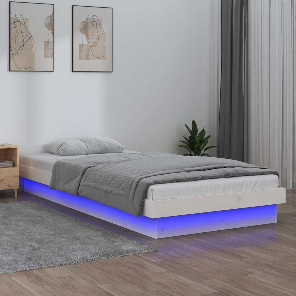 JUNG Vida Massivholzbett mit LEDs Weiß 75x190 cm