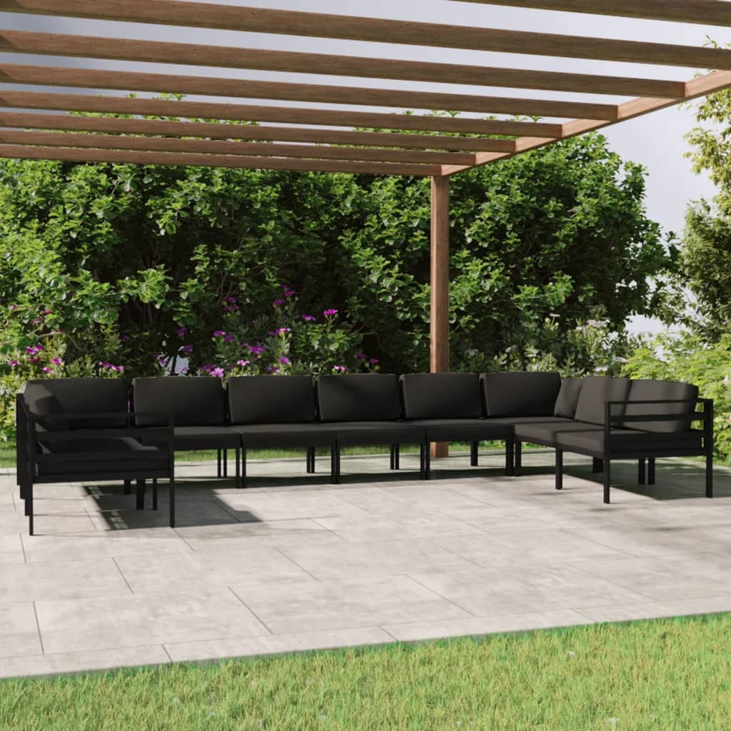 JUNG Vida 10-tlg. Garten-Lounge-Set mit Kissen Aluminium Anthrazit