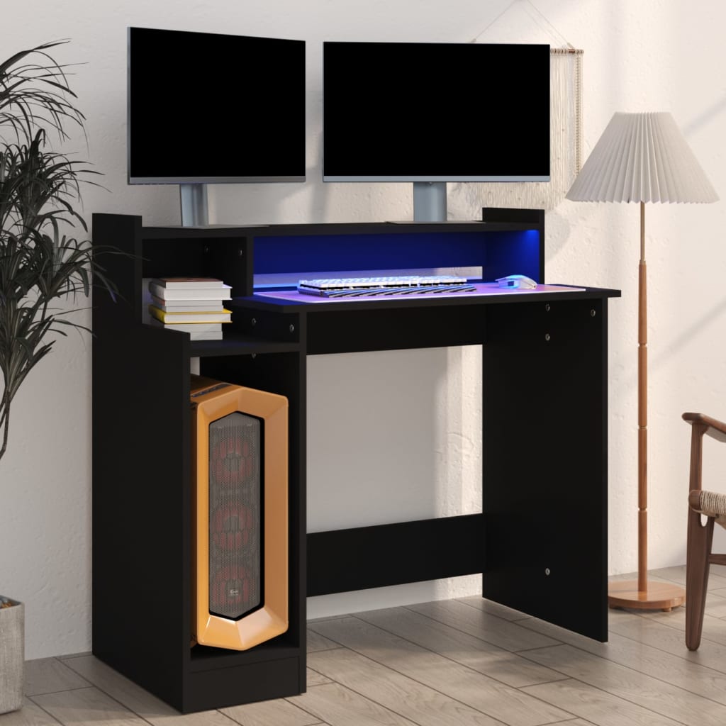 JUNG Vida Schreibtisch mit LEDs Schwarz 97x45x90 cm Holzwerkstoff