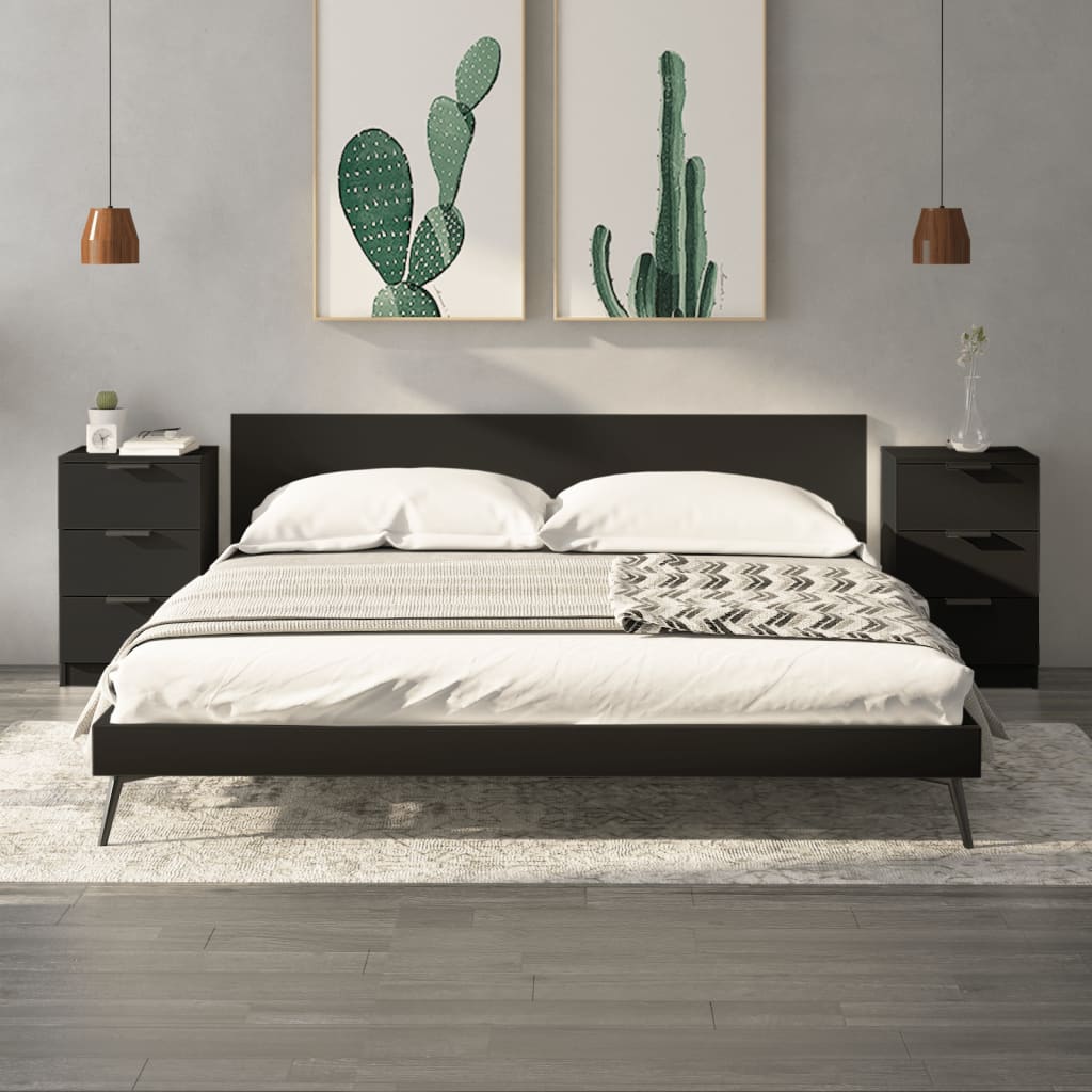 JUNG Vida Nachttische 2 Stk. Schwarz 40x36x65 cm