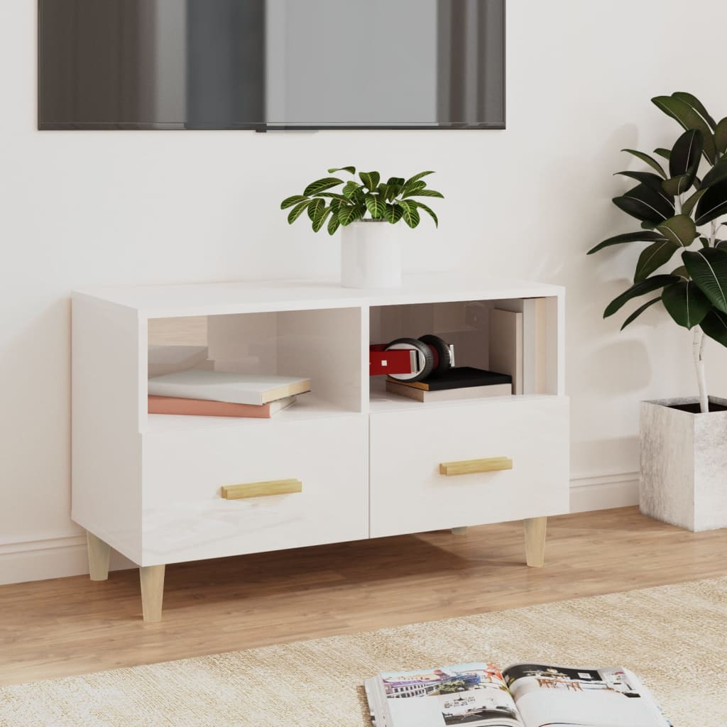 JUNG Vida TV-Schrank Hochglanz-Weiß 80x36x50 cm Holzwerkstoff