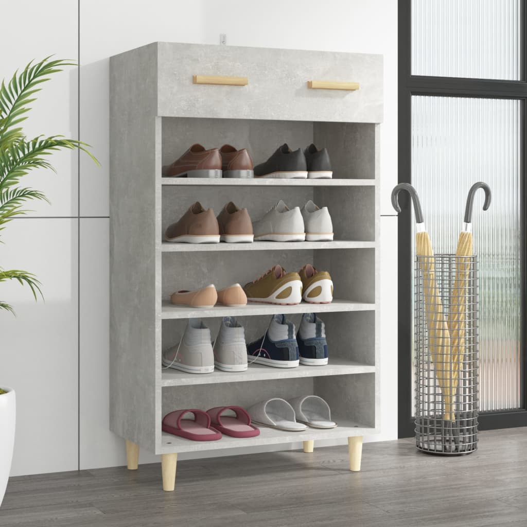 JUNG Vida Schuhschrank Betongrau 60x35x105 cm Holzwerkstoff