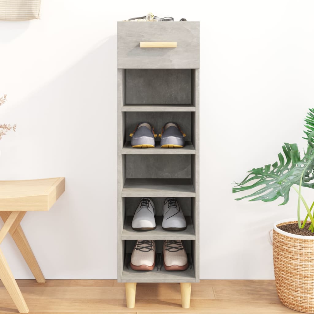 JUNG Vida Schuhschrank Betongrau 30x35x105 cm Holzwerkstoff