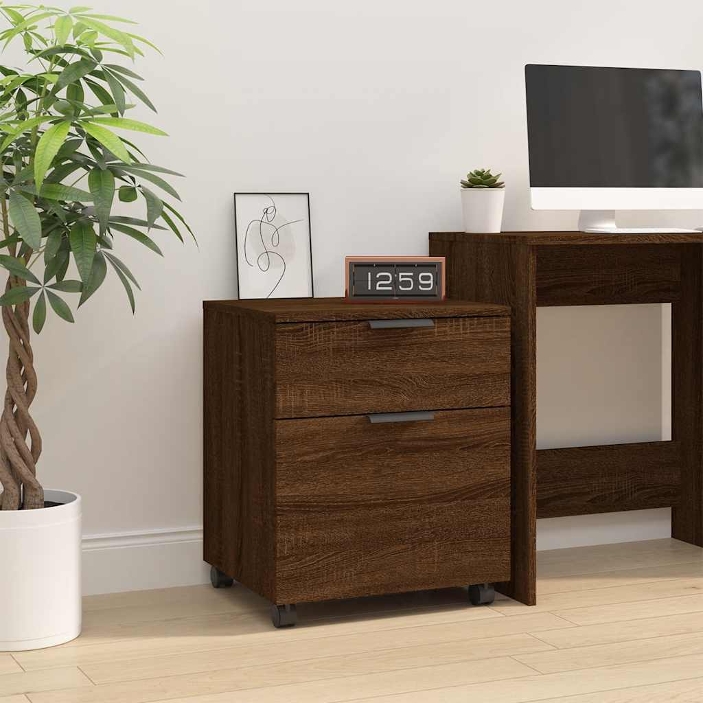 JUNG Vida Mobiler Aktenschrank mit Rollen Braun Eichen-Optik 45x38x54 cm