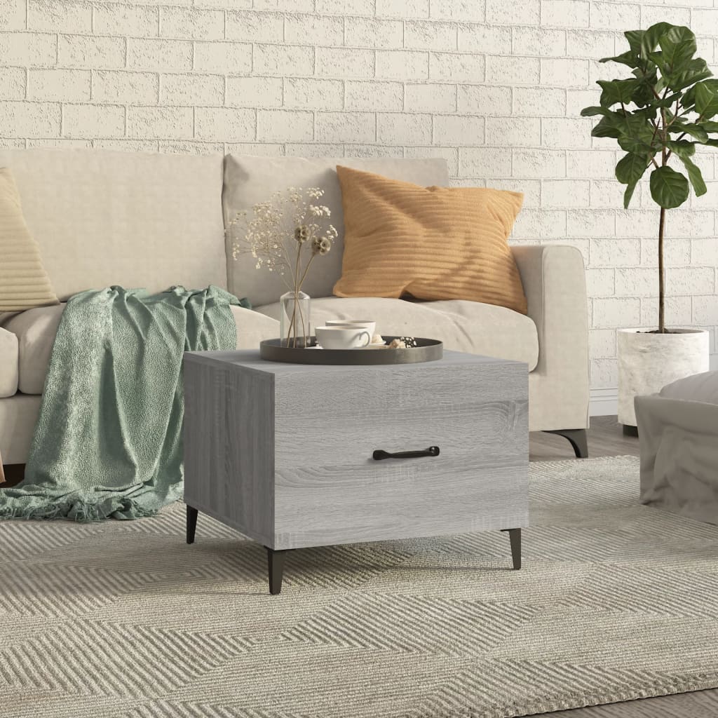 JUNG Vida Couchtisch mit Metallbeinen Grau Sonoma 50x50x40 cm