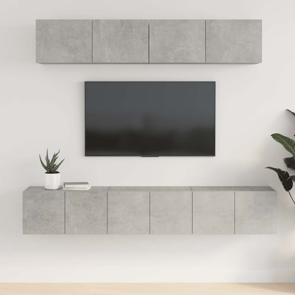 JUNG Vida 5-tlg. TV-Schrank-Set Betongrau Holzwerkstoff
