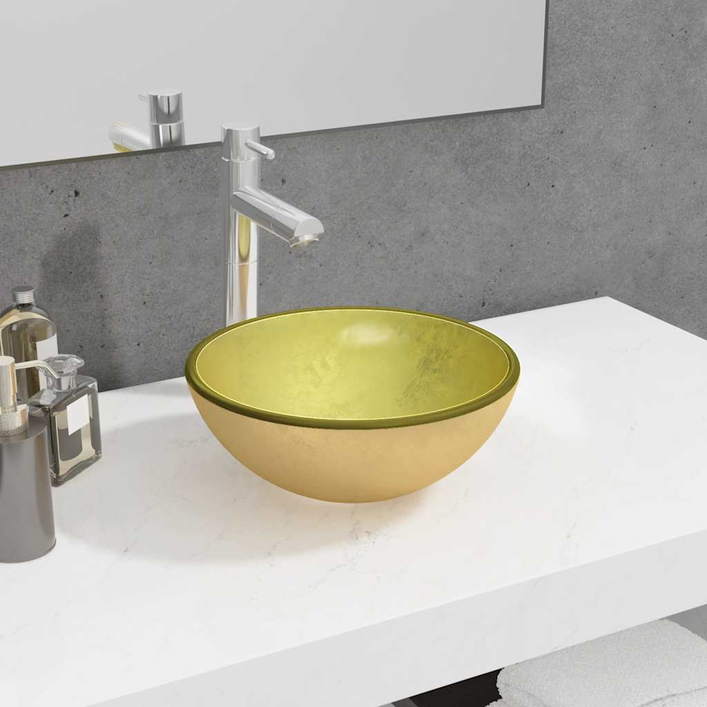 JUNG Vida Waschbecken Hartglas 30x12 cm Golden