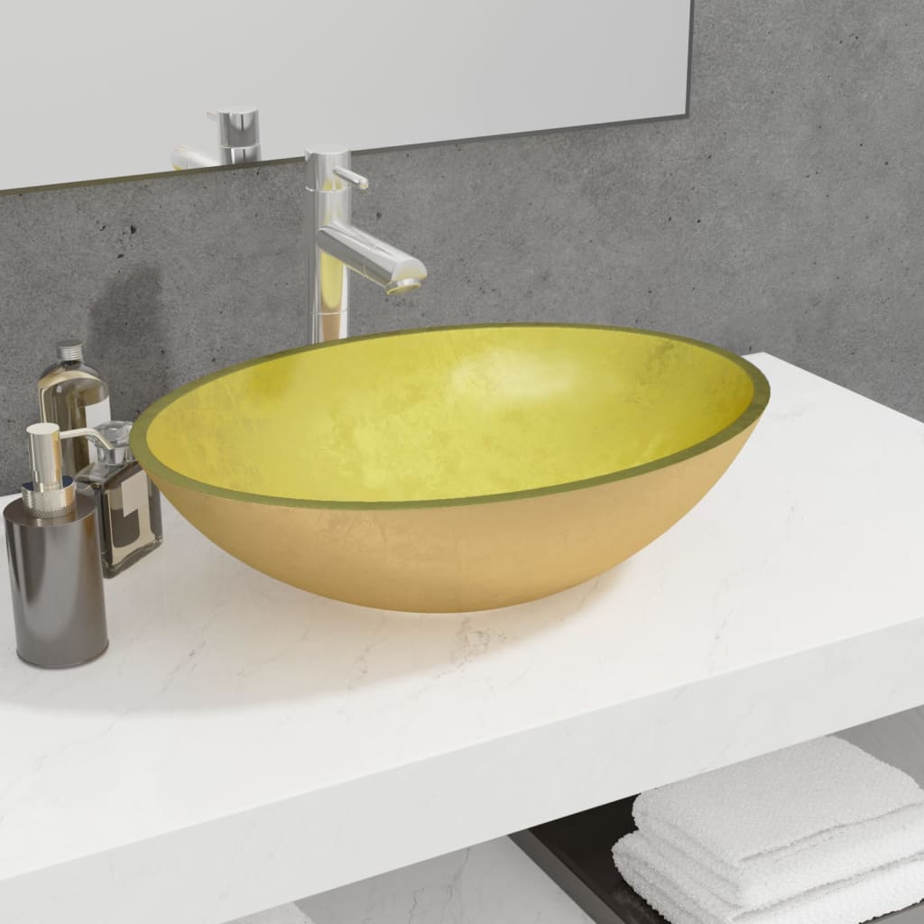 JUNG Vida Waschbecken Glas 50x37x14 cm Gold