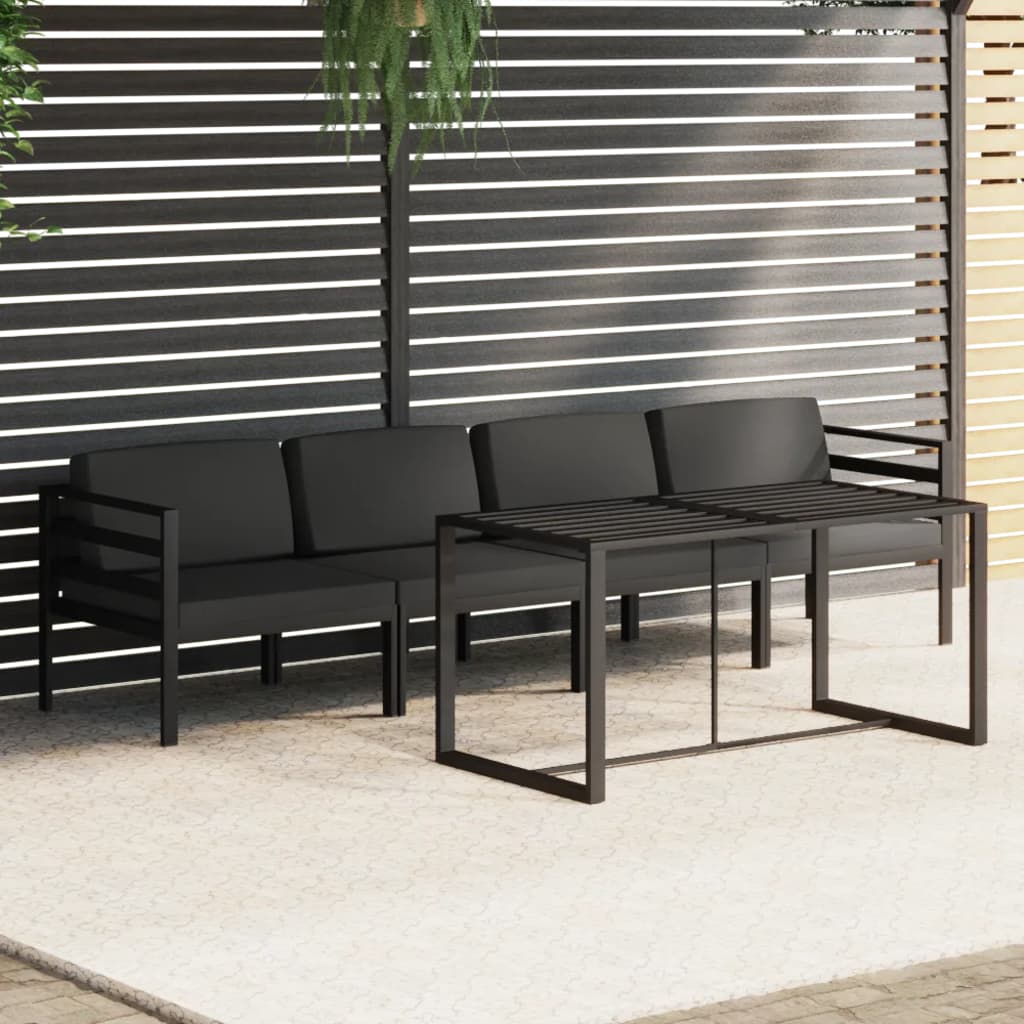 JUNG Vida 5-tlg. Garten-Lounge-Set mit Kissen Aluminium Anthrazit