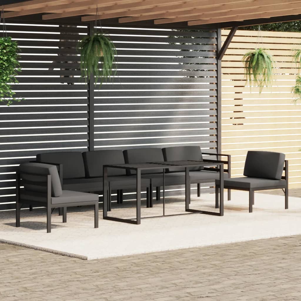 JUNG Vida 7-tlg. Garten-Lounge-Set mit Kissen Aluminium Anthrazit