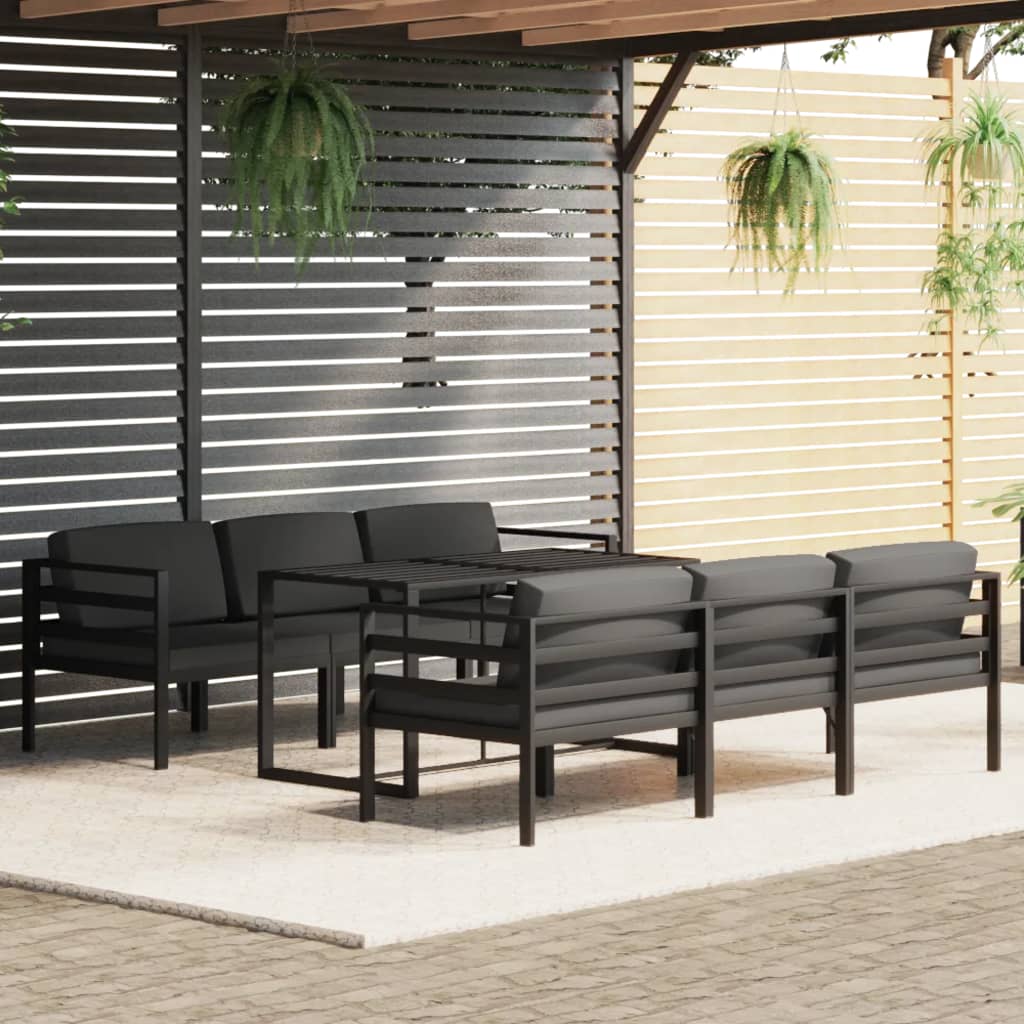 JUNG Vida 7-tlg. Garten-Lounge-Set mit Kissen Aluminium Anthrazit