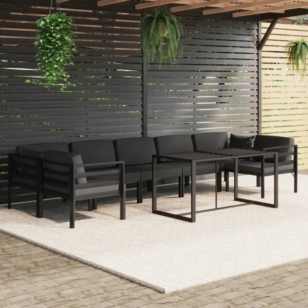 JUNG Vida 8-tlg. Garten-Lounge-Set mit Kissen Aluminium Anthrazit