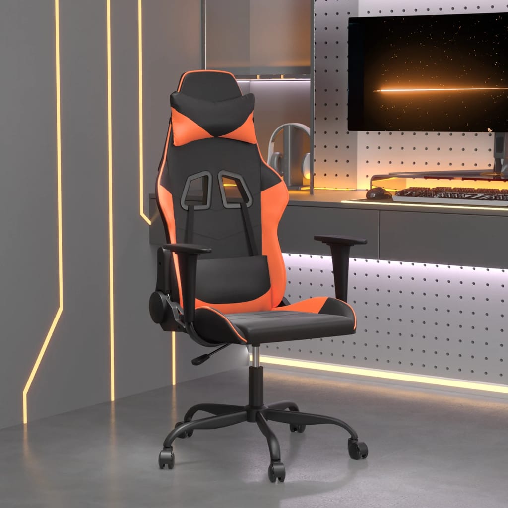 JUNG Vida Gaming-Stuhl mit Massagefunktion Schwarz und Orange Kunstleder
