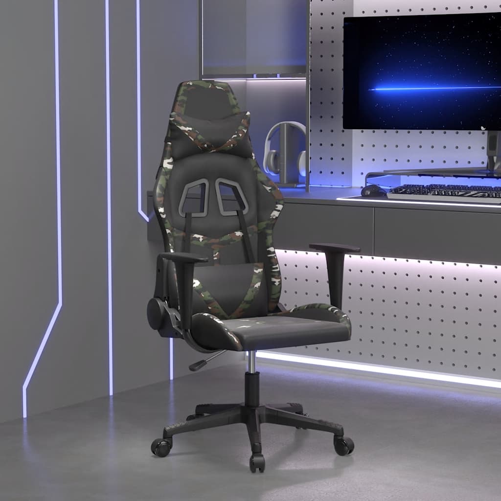 JUNG Vida Gaming-Stuhl mit Massagefunktion Schwarz Tarnfarben Kunstleder